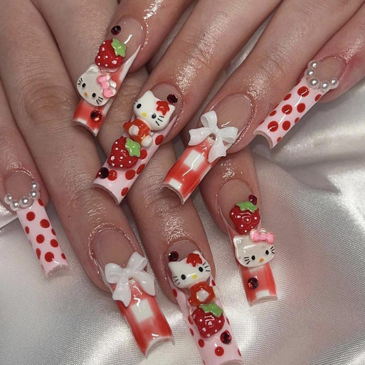 『Hello Kitty · Strawberry Party』-[press-on-nails]-Cupid Fantasy-Beauty&Fashion